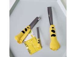 2026da-pinza De Cocina En Forma De Garra De Gato 24cm Acero Inoxidable Silicona Para Pasteles Ensaladas Barbacoa Helado Amarillo