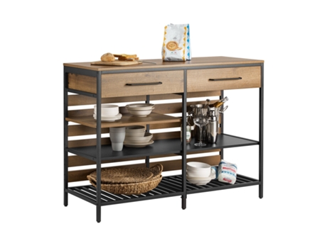 Aparador De Comedor Mesa De Cocina Con 2 Cajones Y 3 Estantes Fsb85-Pf SOBUY