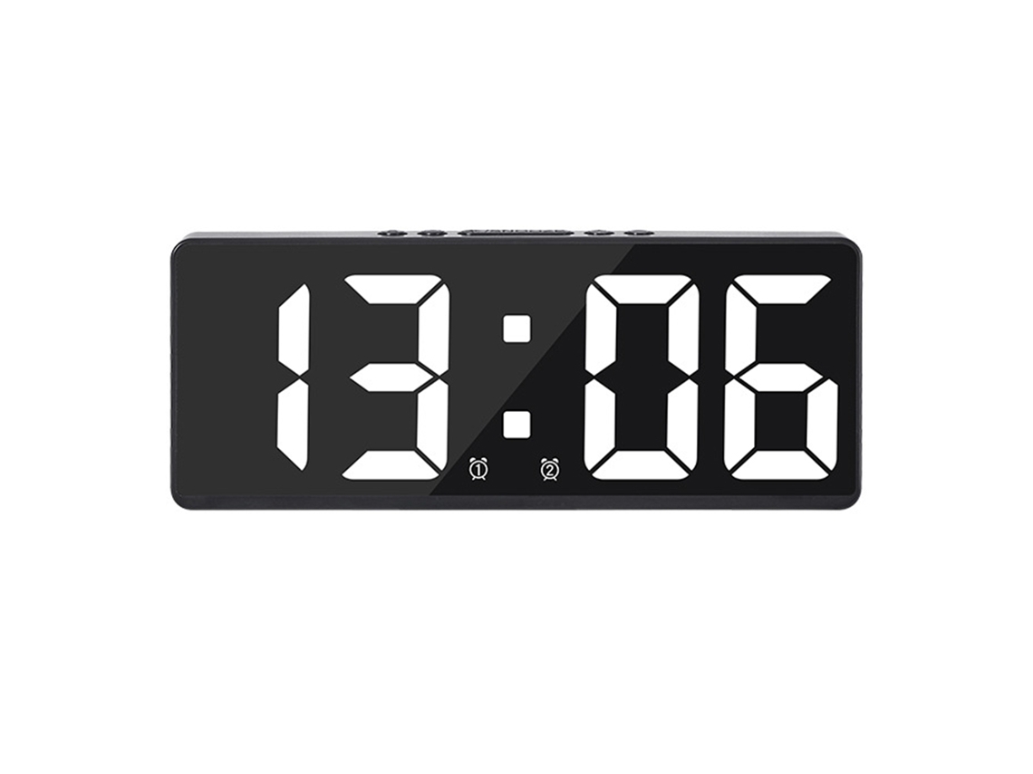 Reloj despertador digital para dormitorio, temperatura, brillo ajustable, control por voz RNEMITERY