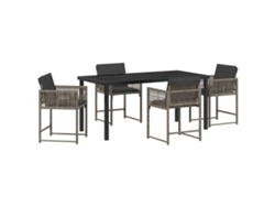 Conjunto De Comedor De Jardín 5 Uds | Mueble De Jardín Gris Ratán Sintético