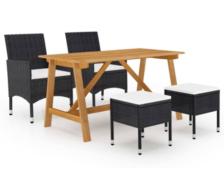 Conjunto 5 de comedor de jardín de VIDAXL negro