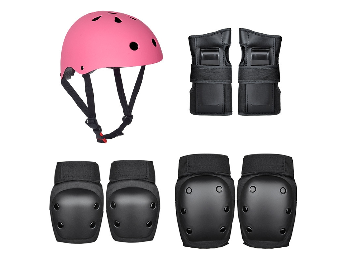 Juego de protección para casco de esquí Balance Bike para adultos y niños YUYSAN Rosa Negro (S-Menos de 35 kg)