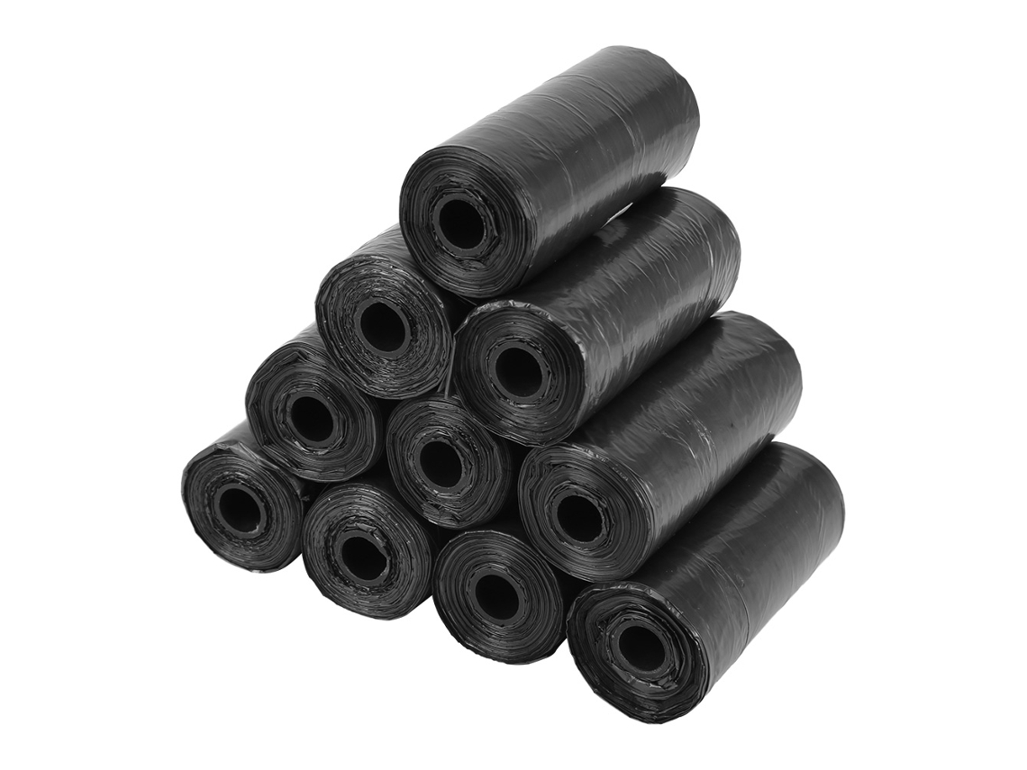 Bolsas de basura para perros de plástico negro, 33 x 22 cm, 10 rollos/150 unidades