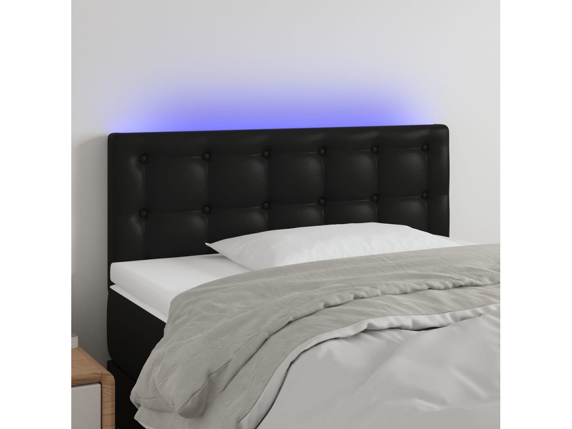 Cabecero Con Led Cuero Sintético Negro 90x5x78/88 Cm