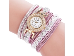 Reloj De Pulsera De Cuarzo Para Mujer Con Diamantes De Imitación, Gamuza Multicolor Multicapa, Morado.