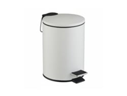 Relaxdays Cubo Basura Baño, 3l, Papelera Redonda, Tapa Con Cierre Suave, Acabado Mate, Interior Extraíble, Metal, Blanco