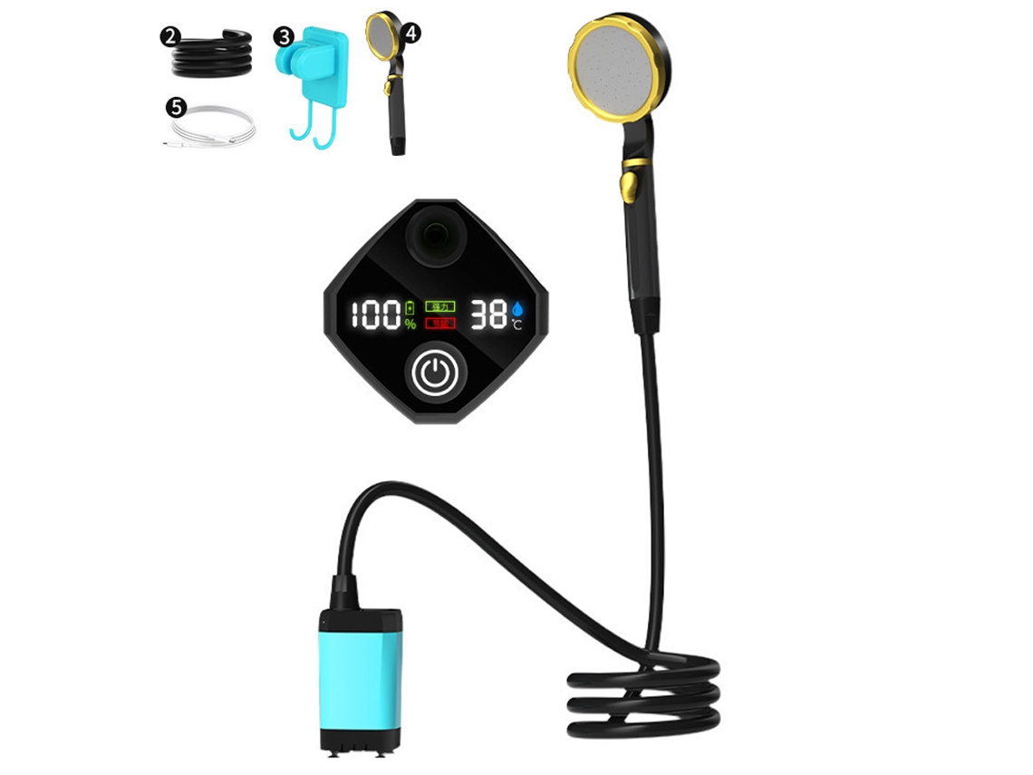 Bomba De Ducha Eléctrica Portátil Recargable Para Camping Con Pantalla Digital Inteligente