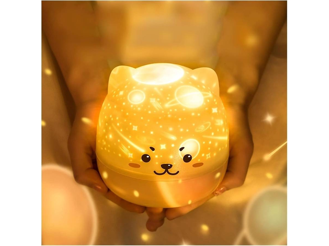 Proyector de luz nocturna, lámpara LED giratoria con cielo estrellado para dormitorio, 6 juegos de películas (blanco)