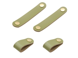 4 Perillas De Cuero Para Muebles Ventanas Puertas Armarios Color Verde Claro