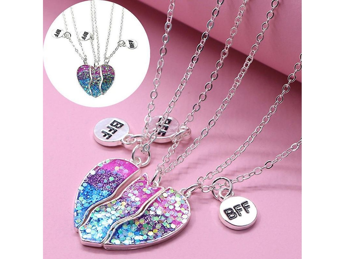 Collares De Delfín Para Mejores Amigas Con Lazo De Corazón Puzzle Accesorio Regalo 3 Piezas