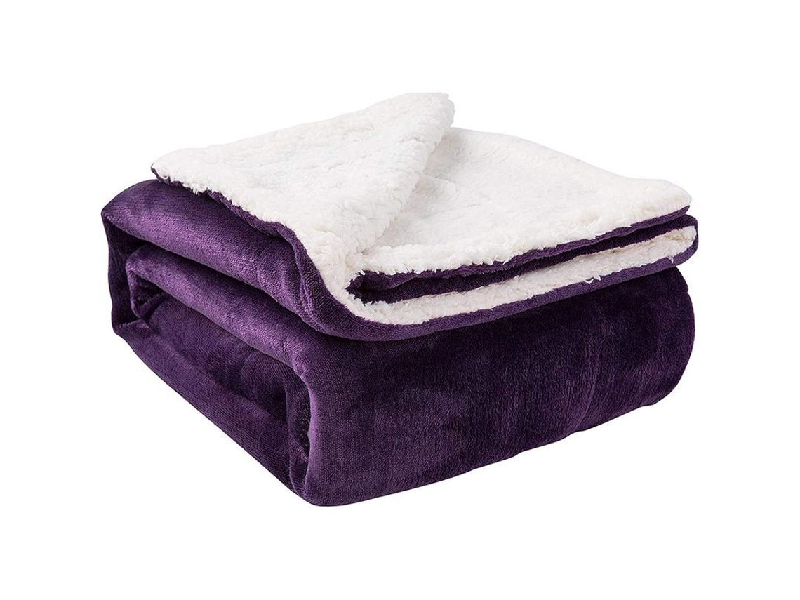 2026-manta Sherpa Twin Gruesa Cálida Invierno Suave Peluche Reversible Microfibra 152x203cm Morado