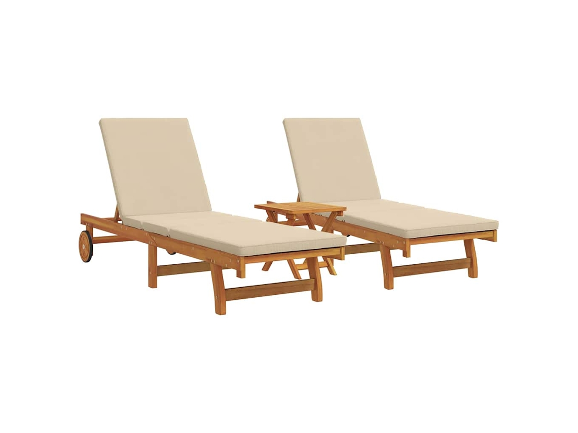 Maison Exclusive - Tumbona 2-persona 3 Pcs Marrón Madera De Acacia Sólida