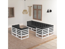 Conjunto de salón de jardín de 7 piezas con cojines de pino macizo DKD Home Decor