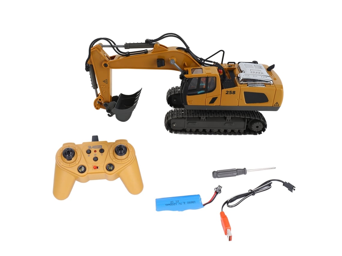 Ats-excavadora De Control Remoto 1:20 Escala Tractor De Construcción 11 Canales 2.4ghz Juguete Con Luz Y Música
