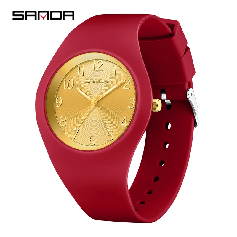 Reloj Infantil De Cuarzo (rojo), Unisex, Con Correa De Silicona Resistente Al Agua.