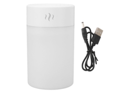 Mini humidificador de 260 ml con luz LED de colores, carga USB, blanco simple, portátil para escritorio, dormitorio, oficina y coche.