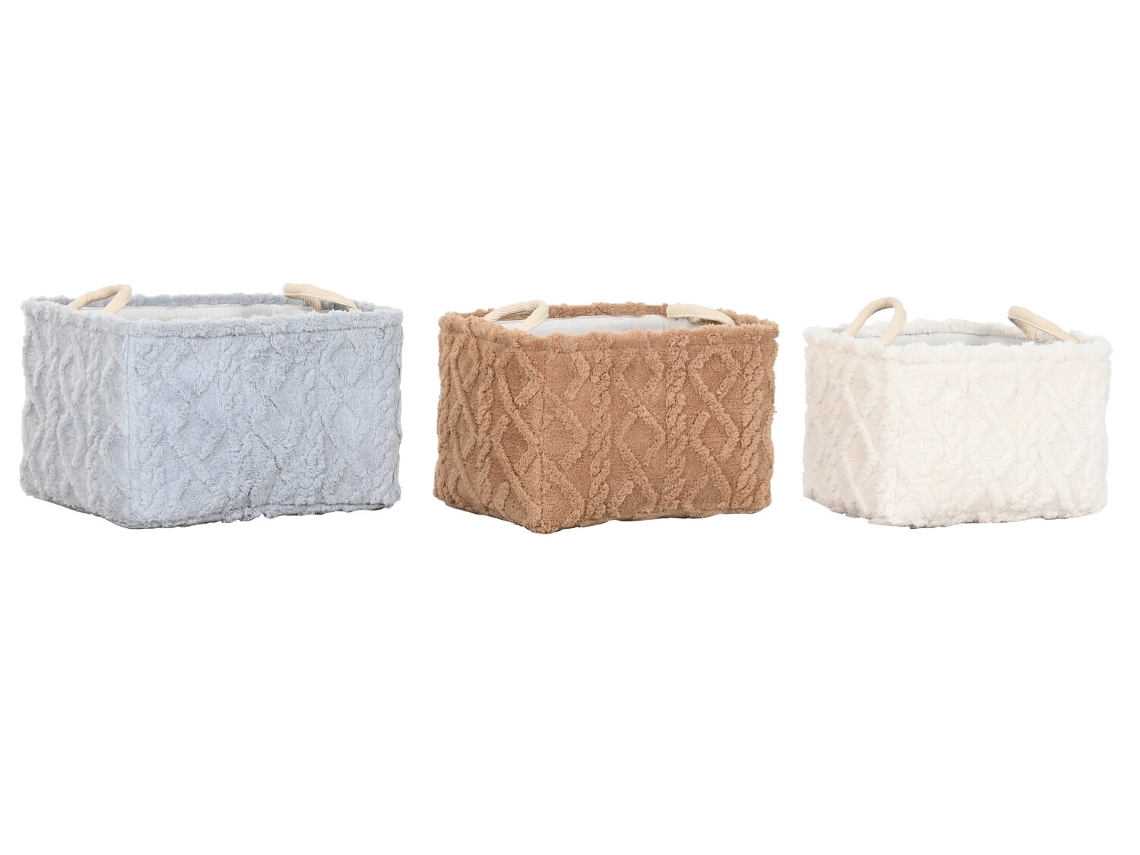 Set 3 Cesta Poliester Beige 42x32x27cm