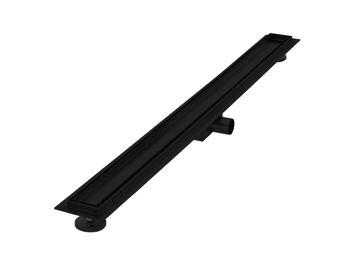 Canal de ducha de acero inoxidable alicatable 100 cm y sifón Juego completo Negro Plano LUXEBATH