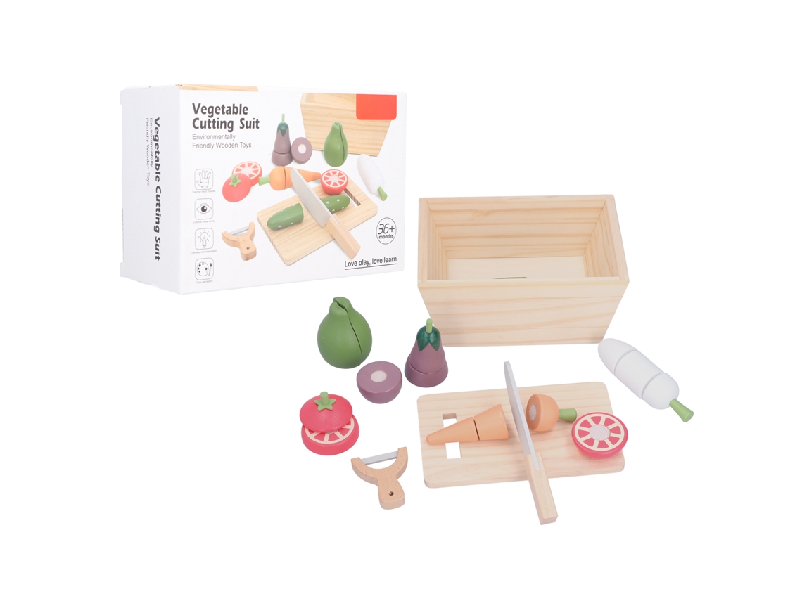 Set De Verduras Y Frutas De Madera Para Cortar Juguete De Simulación Con Cesta De Almacenamiento Para Niños Mayores De 3 Años (uhyesimilation)