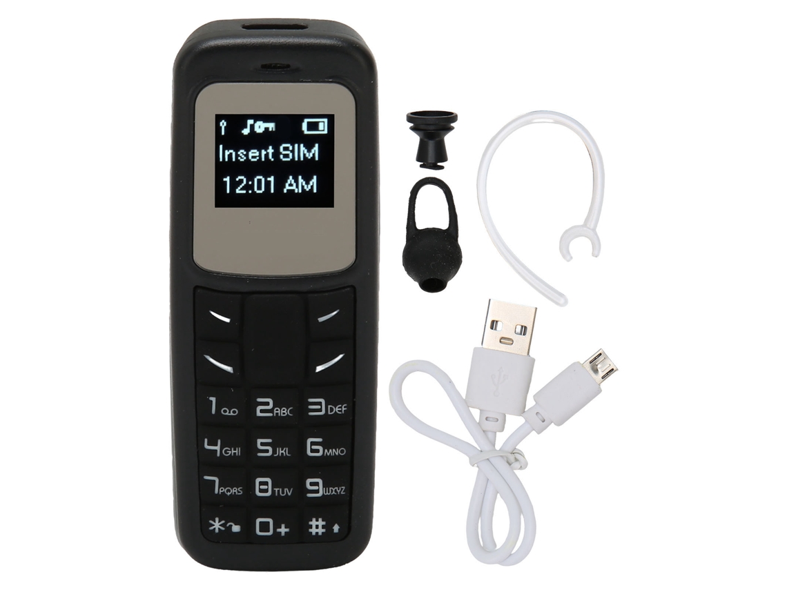 Mini Teléfono Móvil Pequeño Con Auriculares Bluetooth, Compatible Con Sim, 2g Cuatribanda, Negro.