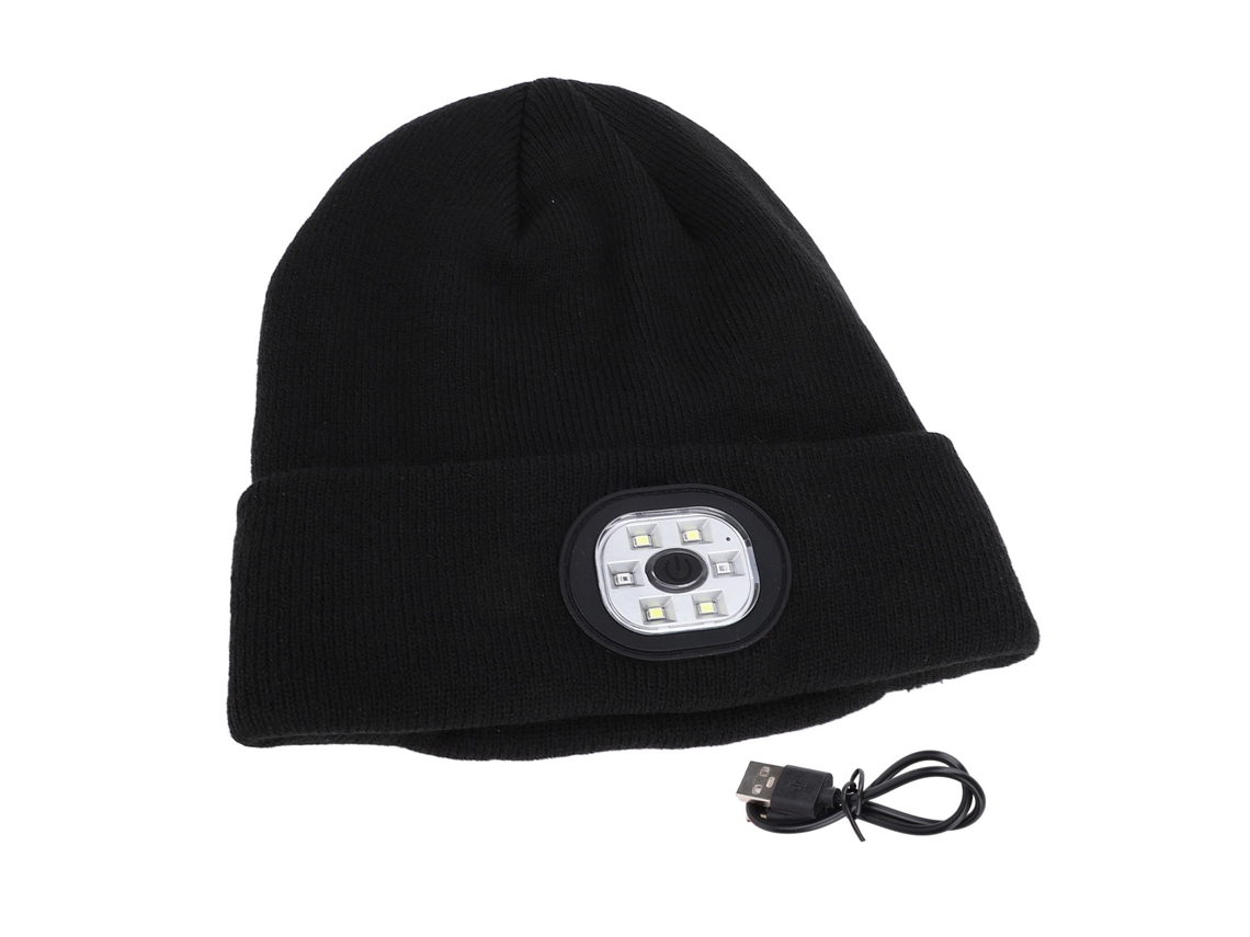 Gorro De Lana Con Luz Led, Bluetooth 5.0, Recargable, Multifuncional Para Actividades Nocturnas Al Aire Libre, Negro.