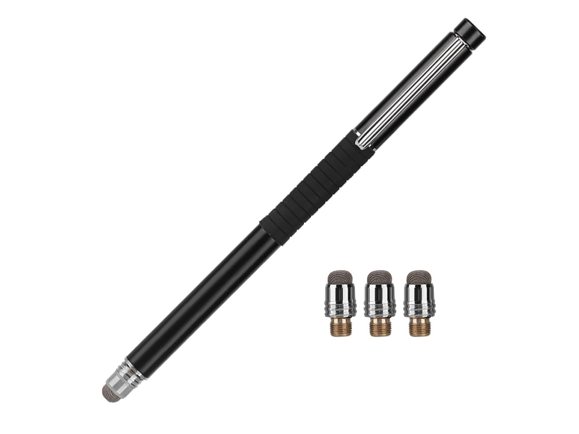 Caneta Estilo Stylus Para Tela Tática Com Toque Duplo De Cabeça De Tecido Preta Para Ipad Iphone Android