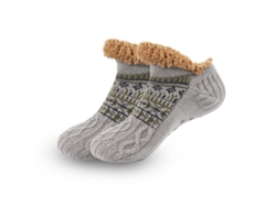 Meias Eifson Forro De Lã Grossa Para Aquecimento, Antiderrapantes Para O Inverno, Tamanho L (cinza)