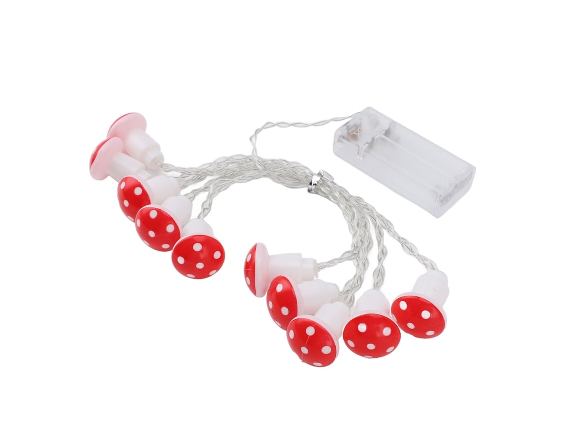 2026-luz De Cadena De Hongos 10led 6.6ft Con Batería Para Jardín Tienda Sala Dormitorio Fiesta