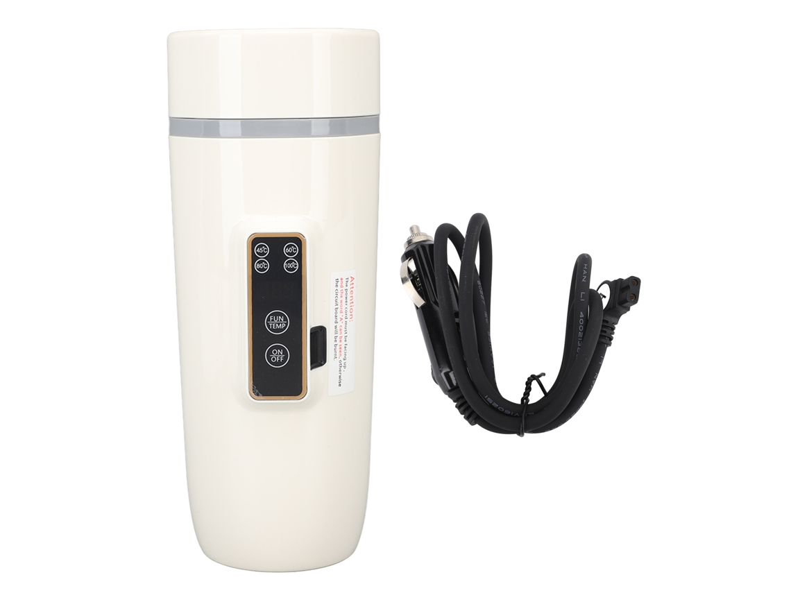 Hervidor Eléctrico Portátil De Viaje De 350 Ml Con Pantalla Digital, Antiadherente, 24 V 140 W, Blanco.