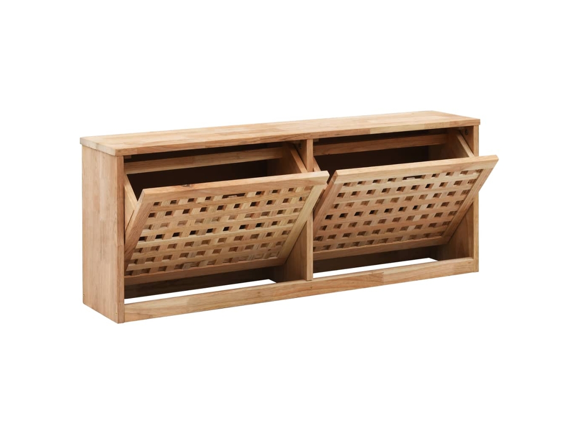 Mueble Zapatero | Banco Zapatero De Madera Maciza De Nogal 94x20x38 Cm