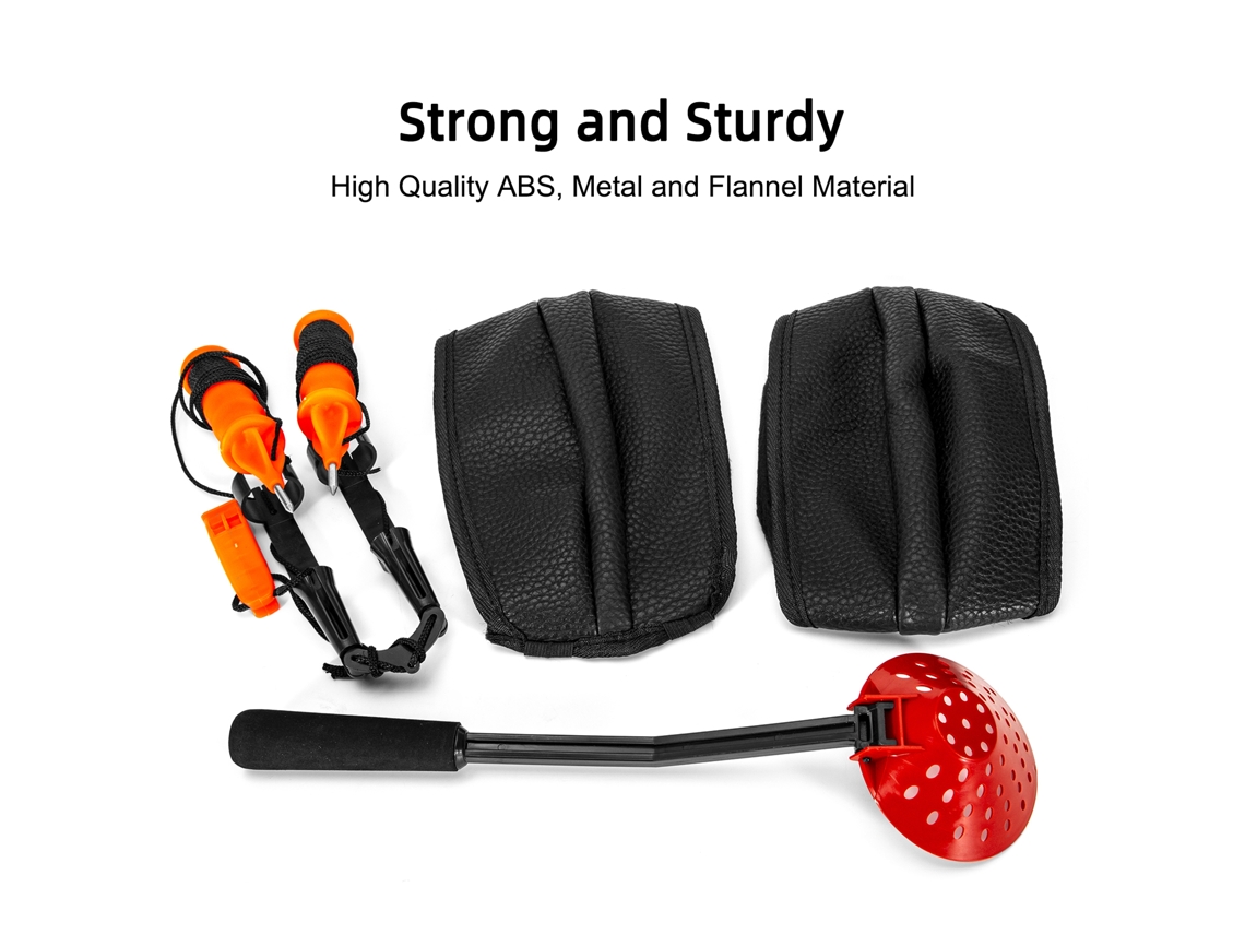 Conjunto De Equipamento De Pesca No Gelo Com Colher, Picareta E Joelheiras Para Inverno
