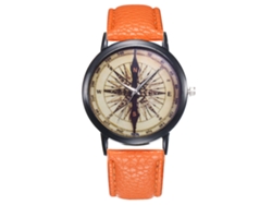 Reloj De Pulsera De Moda Para Hombre, De Piel Sintética, Con Esfera Redonda Y Movimiento De Cuarzo T425 (naranja).