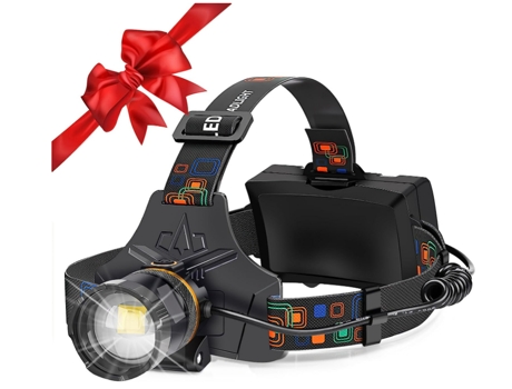 Linterna LED recargable superbrillante de 230 ° de haz ancho, linterna frontal con casco, resistente al agua IP68, 3 modos de luz (negro) CHRONUS