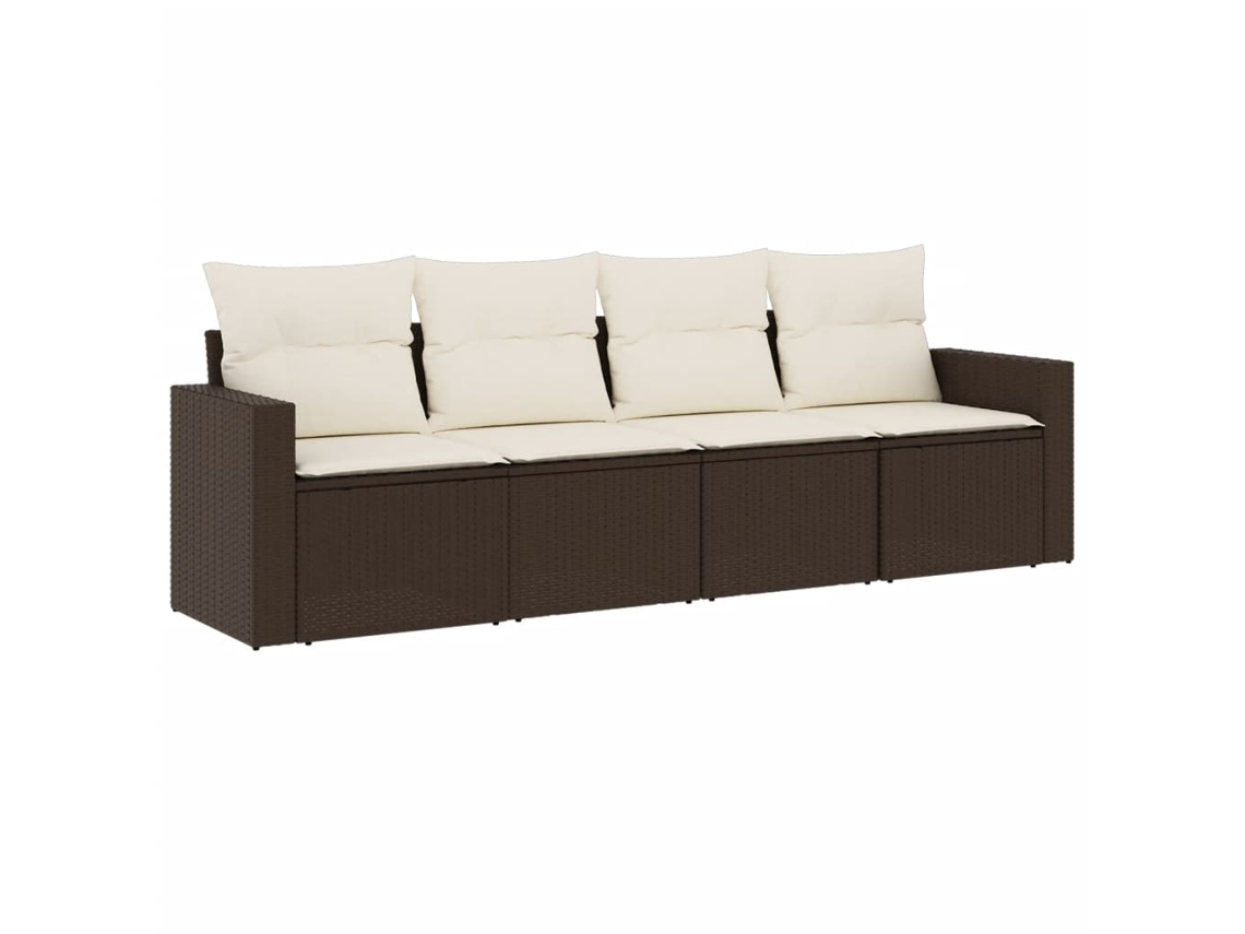 Maison Exclusive - Set De Sofás De Jardín 4 Pzas Y Cojines Ratán Sintético Marrón