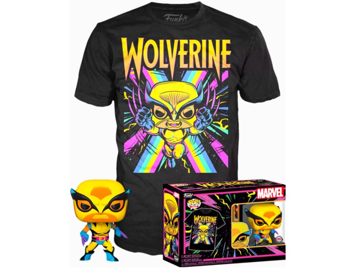 Conjunto de figuras Pop Tee de Marvel Wolverine Blacklight B.active