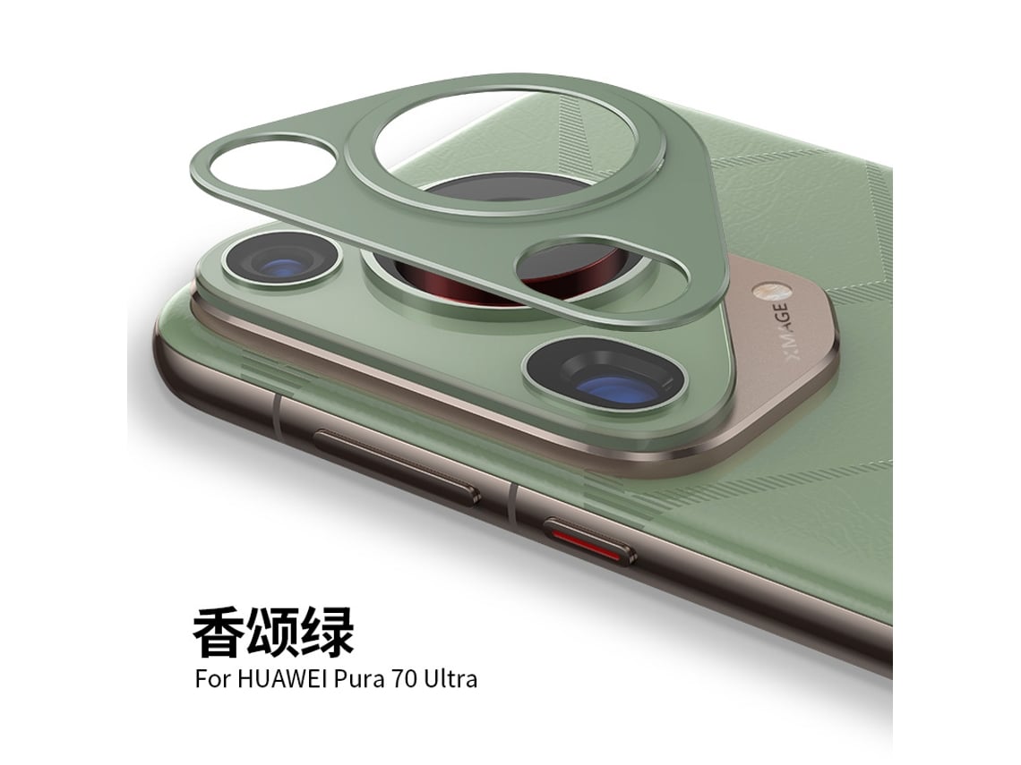 Protector de lente, resistente a caídas y arañazos, apto para su uso. Adhesivo metálico verde para Huawei Pura70u.