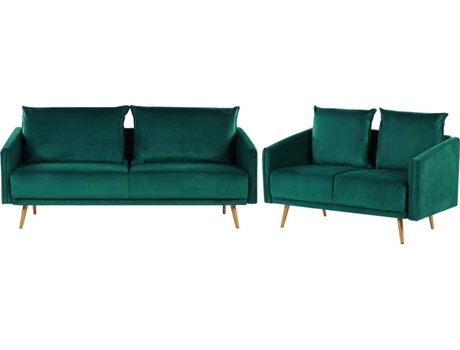 Conjunto de sala de estar 5 plazas de terciopelo verde esmeralda BELIANI Maura