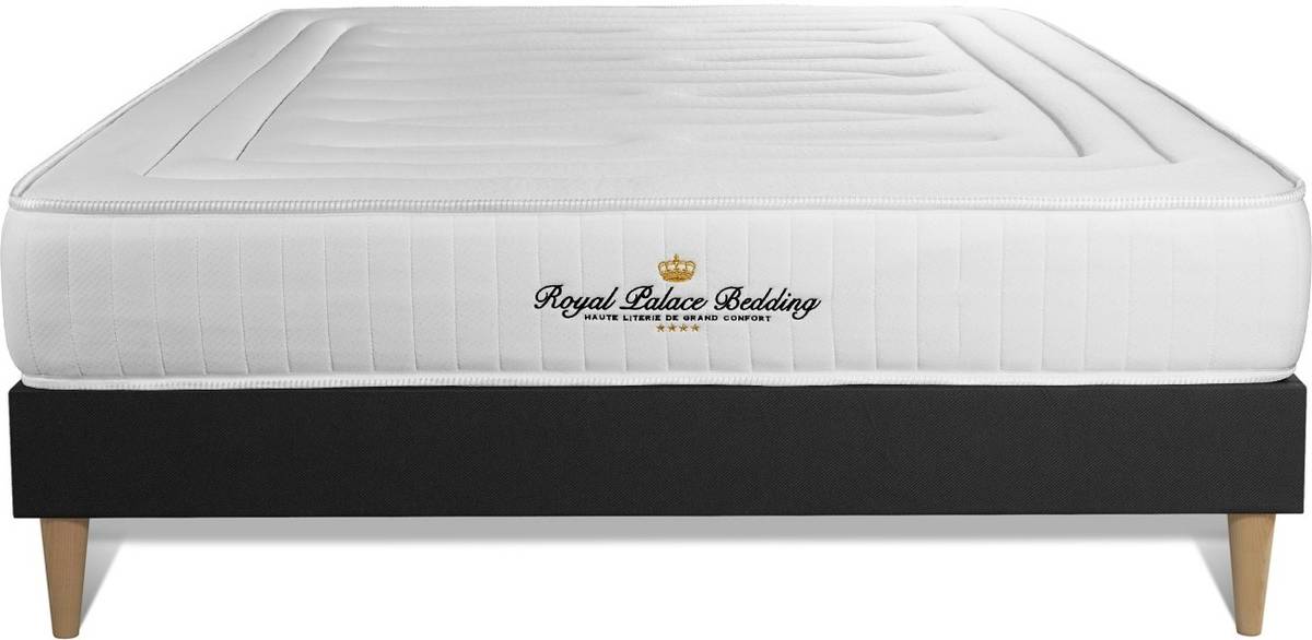 Conjunto de Somier Negro + Colchón ROYAL PALACE BEDDING Nottingham (160x195 cm - Espuma Viscoelástica)