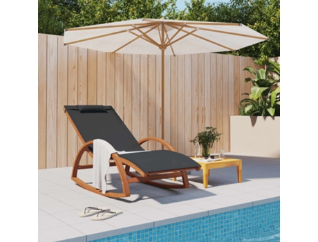 MAISON EXCLUSIVE Mecedora de textileno gris y madera maciza de álamo