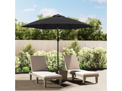 Toldo para exteriores, vela de sombra con luces LED y mástil de acero, 300 cm, negro, HARLANV1