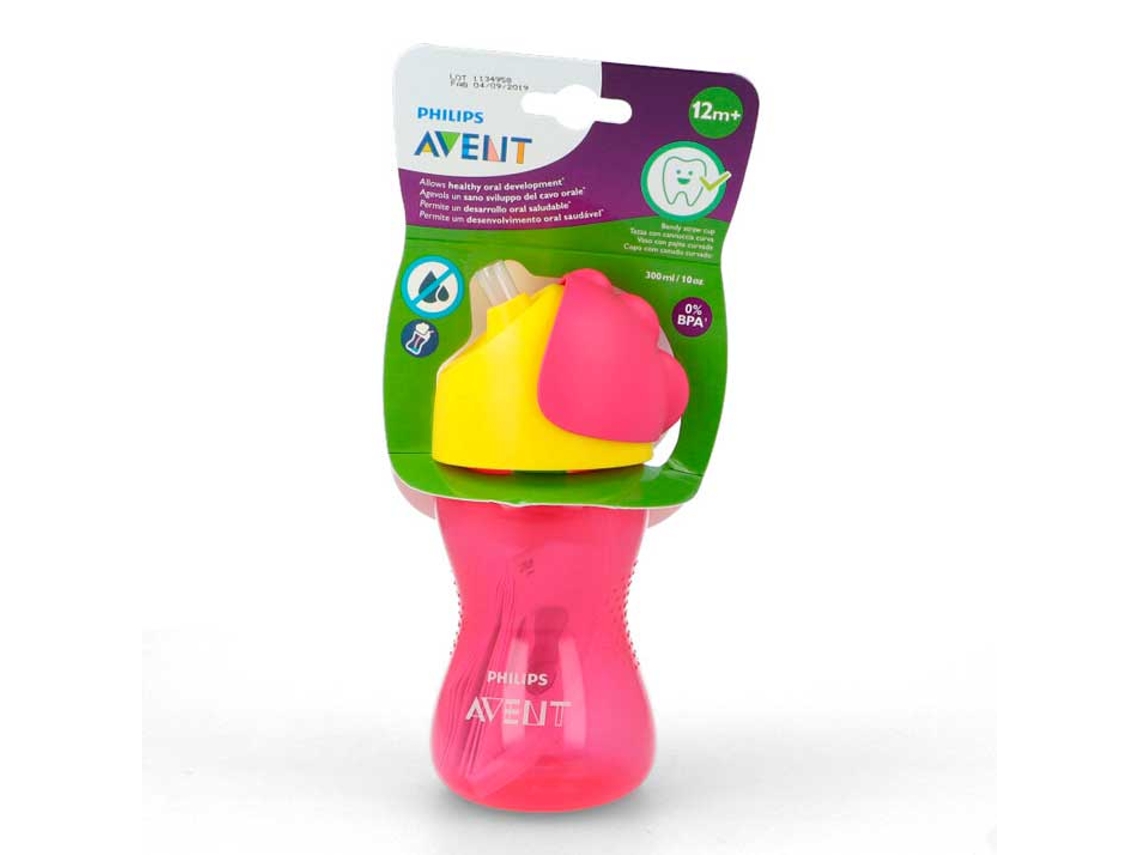 Vaso con Pajita AVENT (300ml 12m+ Rosa)