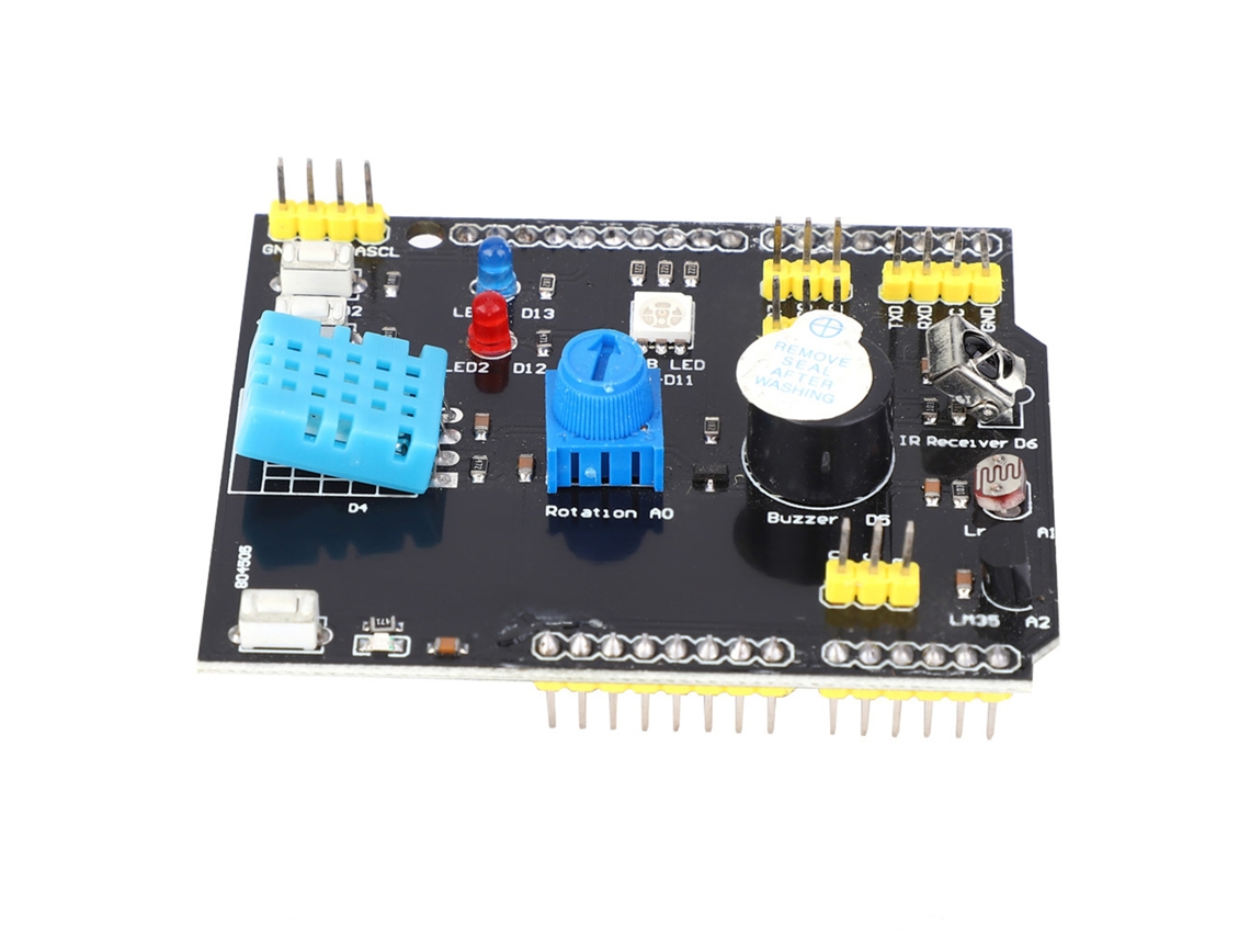 Placa De Expansión Multifuncional Con Sensor De Temperatura Lm35 Y Zumbador Para Principiantes.