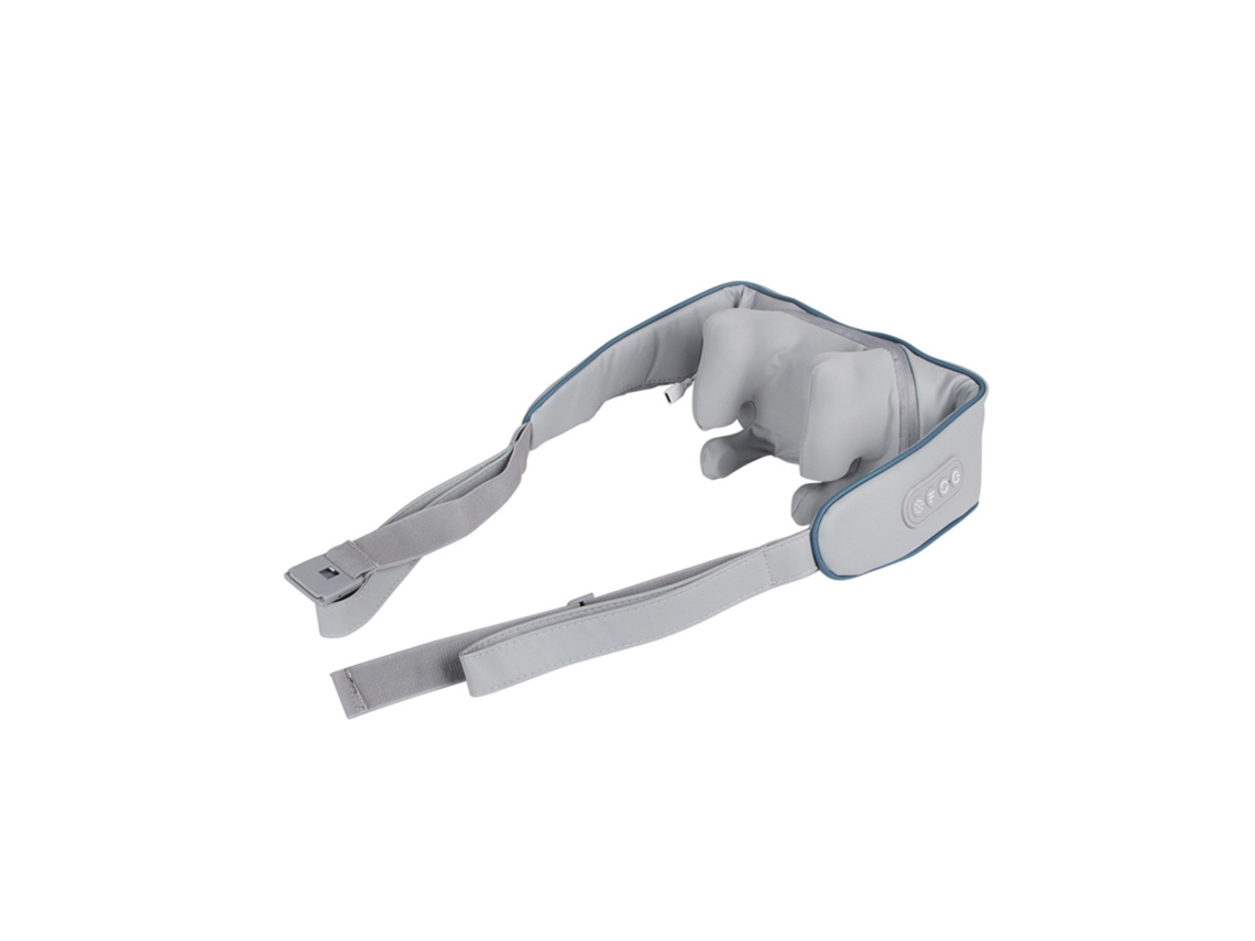 Masajeador muscular trapezoidal con calefacción, masajeador de espalda gris con borde azul, calefacción por infrarrojos, tres modos, Sfushos