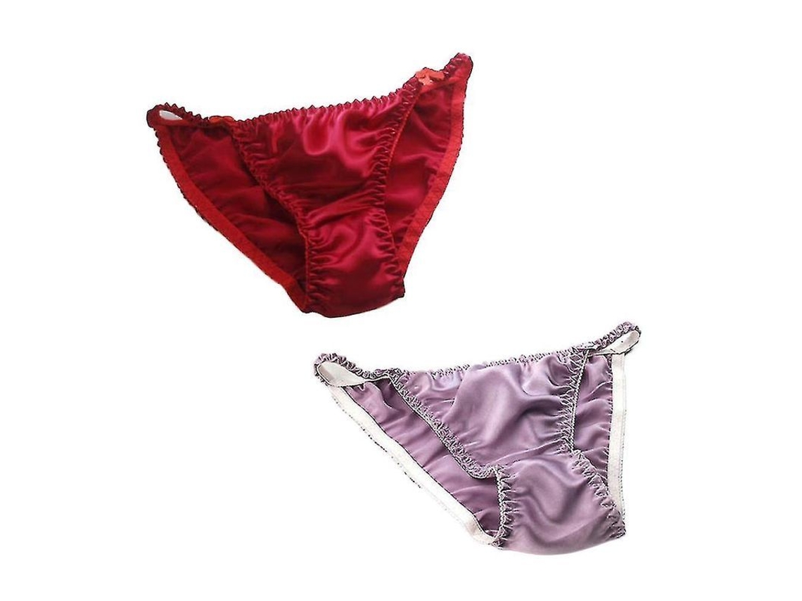 2026-2pcs Tanga De Seda De Morera Para Mujer Con Cinturón Elástico Alto Sexy Bikini Transpirable Talla S-xxl