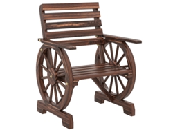 Silla De Jardín, De Madera, Estilo Carreta, Estilo Rústico, Carbonizada,