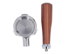 Portafiltro Primerox sin base, 58 mm, 3 asas, cesta de acero inoxidable para Barsetto de madera maciza.