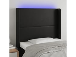Cabecero Con Led Cuero Sintético Negro 93x16x118/128 Cm