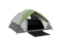 Tienda de campaña tipo iglú para 2 personas, ligera, estable e impermeable, con puerta, ventana y bolsa de transporte. Color gris/verde.