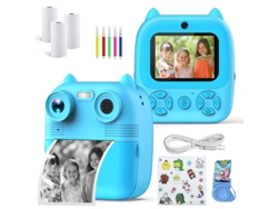 Cámara Instantánea Para Niños Lente Dual De 48 Mp Cámara De Impresión Térmica Pantalla Ips De 28 Pulgadas Azul DIGITALLAB
