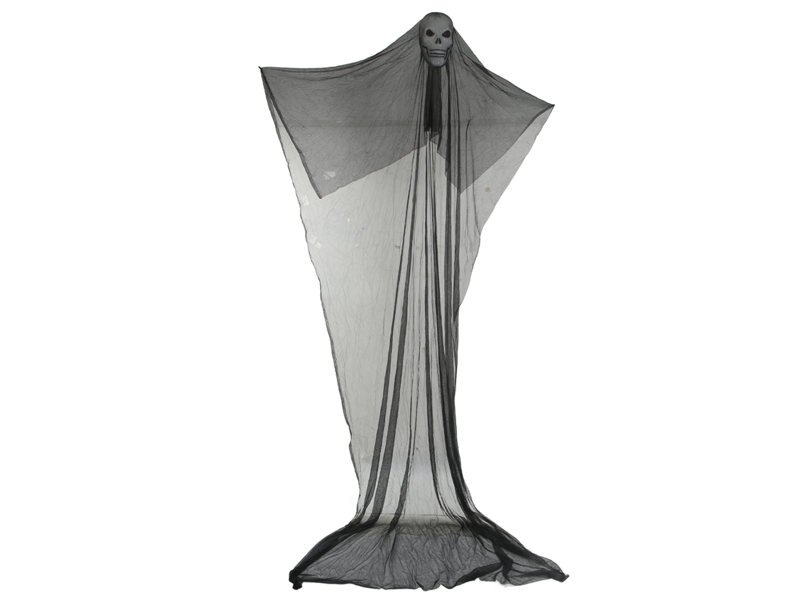 Rebe-decoración Decoração de Halloween Fantasma para Pendurar com Ativação por Voz e Luz, Máscara de Caveira Divertida para Festa e Fantasia